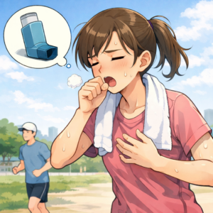 運動すると咳や息切れが出る方へ― 運動誘発性気管支収縮（EIB）について ―のアイキャッチ画像