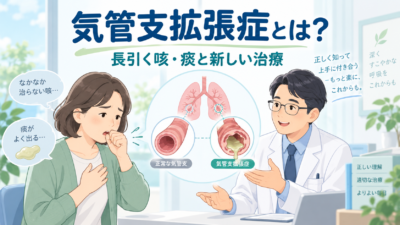 長引く咳・痰は「気管支拡張症」かも？症状・診断・治療と2026年承認の新薬ブレンソカチブを呼吸器専門医が解説のアイキャッチ画像